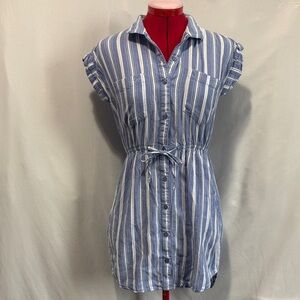 Japna Blue and White Striped Mini Dress SM321